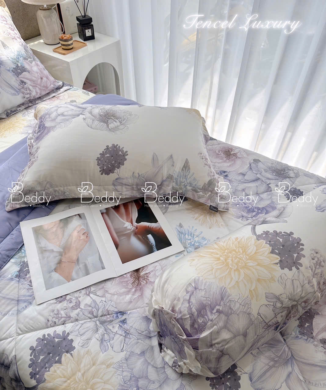 [4 MÓN] Bộ Ga Gối Tencel Luxury họa tiết 