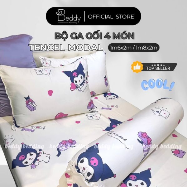 [4 Món] Bộ Ga Gối Tencel Modal Beddy Bedding Cao cấp, mềm mịn, Thoáng Mát