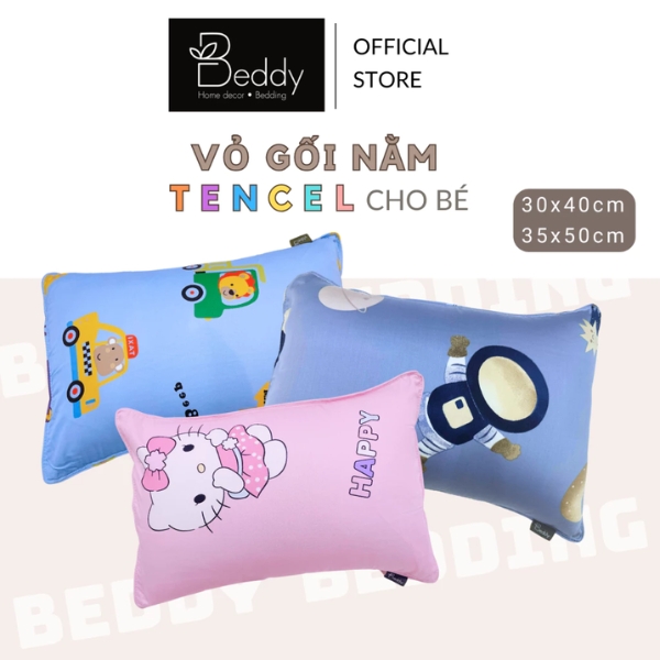 [Áo Gối Cho Bé] Vỏ Gối Nằm Beddy Home Bedding Lụa Tencel Cho Bé Size 30x40cm ,35x50cm