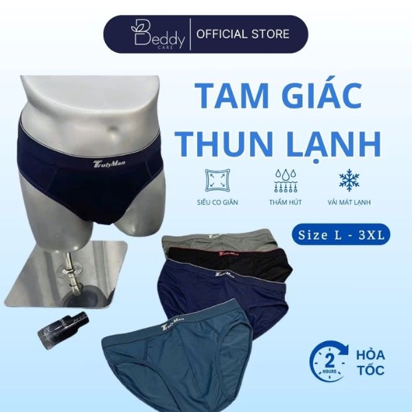 [Combo 4 Cái Đủ Màu] Quần lót Tam giác Nam Thun Lạnh Beddy Care Thoáng mát, Co giãn 4 chiều