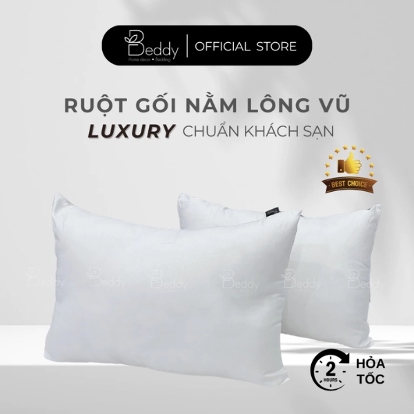 [Đủ size] Ruột Gối Gòn LÔNG VŨ Cao Cấp Beddy Bedding Êm ái, Đàn hồi tốt, thoáng khí, thoải mái