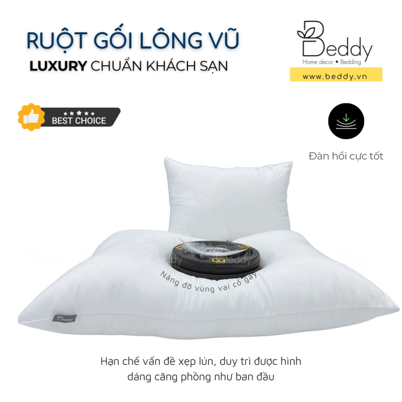 [Đủ size] Ruột Gối Gòn LÔNG VŨ - Luxury Chuẩn Khách Sạn 5 Sao 