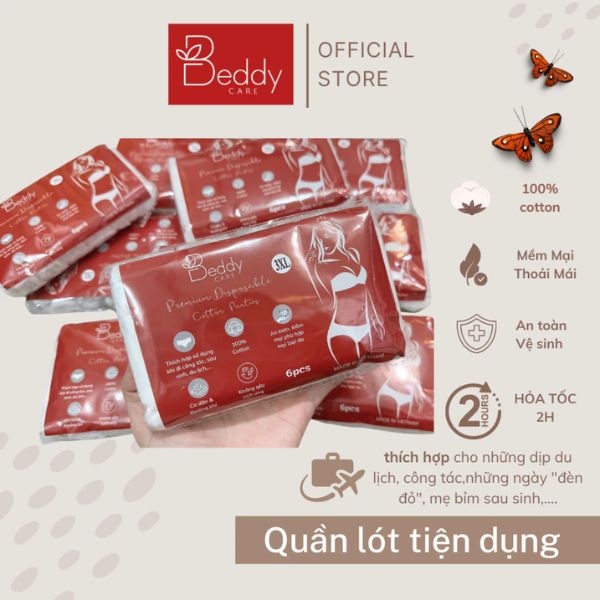 [Mua 10 SET 50C Tặng 10C] Quần lót Cotton nữ tiện lợi Beddy Care Kháng Khuẩn,Du Lịch,công tác,đi học