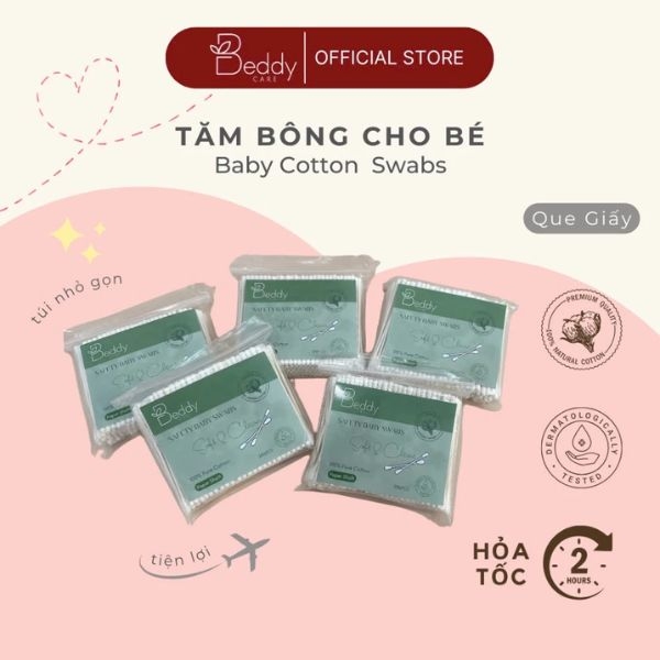 [Que giấy đa năng cho bé] Tăm Bông ngoáy tai đa năng 2 đầu nhỏ cho bé, kháng khuẩn, vệ sinh, an toàn