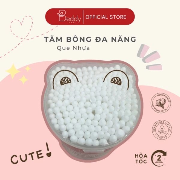 [Que nhựa 2 đầu to] Tăm Bông ngoáy tai Beddy Care Que Nhựa đa năng kháng khuẩn, tiện lợi, vệ sinh