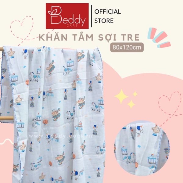 [Set 1 cái ] Khăn tắm sợi tre Beddy care mềm mại, an toàn, thấm hút tốt, nhiều hoạ tiết xinh xắn