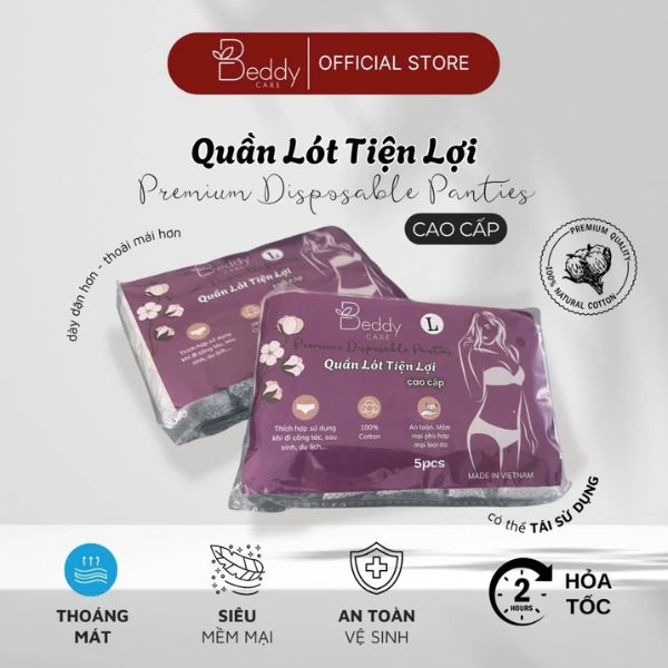 [SET 5 CÁI] Quần lót Cotton nữ Loại 1 Dày Dặn Beddy Care Kháng Khuẩn, đi du lịch, công tác, đi học