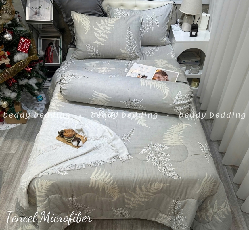 Bộ Chăn Ga Gối TF Dương xỉ xám 