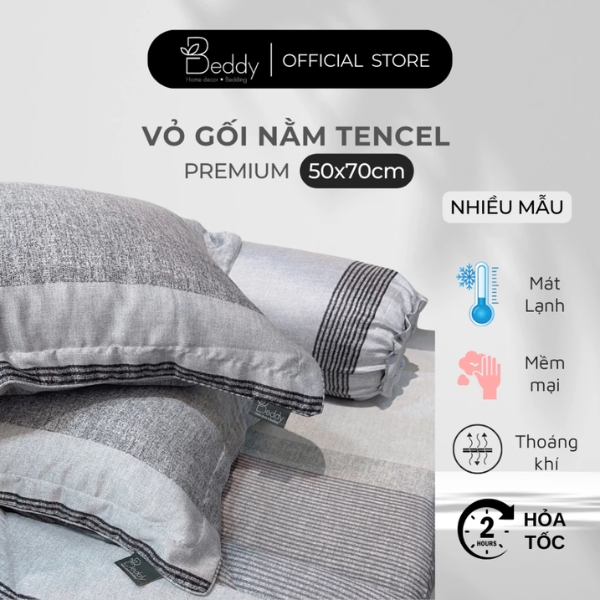 [Vỏ gối nằm] Tencel 60s Premium Beddy Bedding nhiều họa tiết, thoáng mát, mềm mịn, 50x70cm