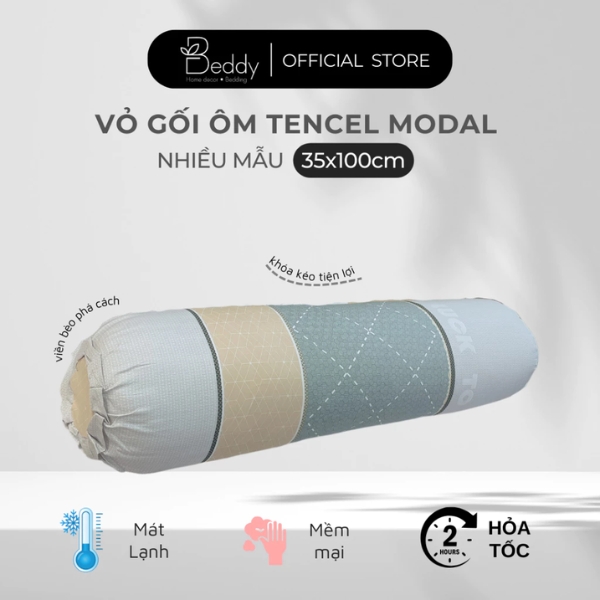 [Vỏ Gối Ôm] Lụa Tencel Modal Beddy Bedding thoáng mát, mềm mịn, có dây kéo 35x100cm